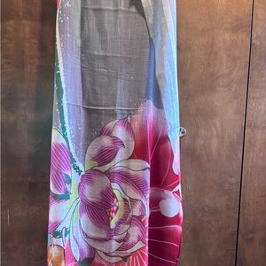 Moma Artistic Floral Scarf - Red, Pink, Green